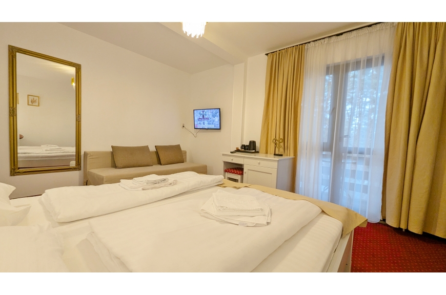 CAMERA NR.5 - camera tripla (2 locuri + canapea extensibila) cu baie proprie