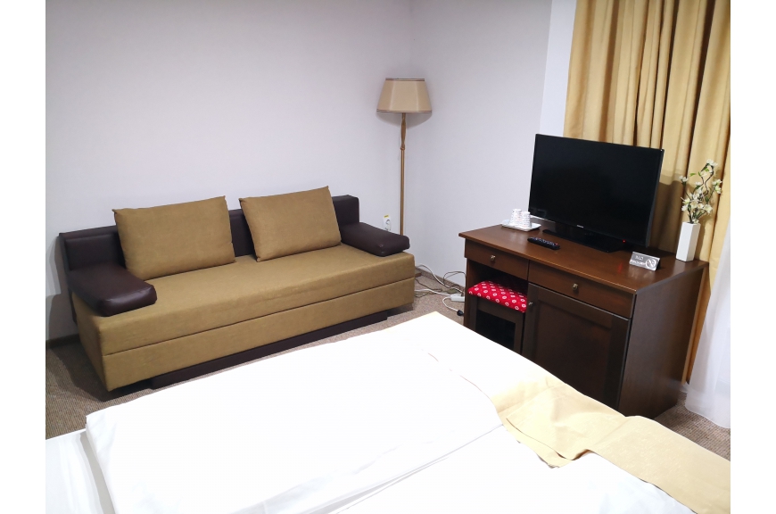 CAMERA NR.5 - camera tripla (2 locuri + canapea extensibila) cu baie proprie